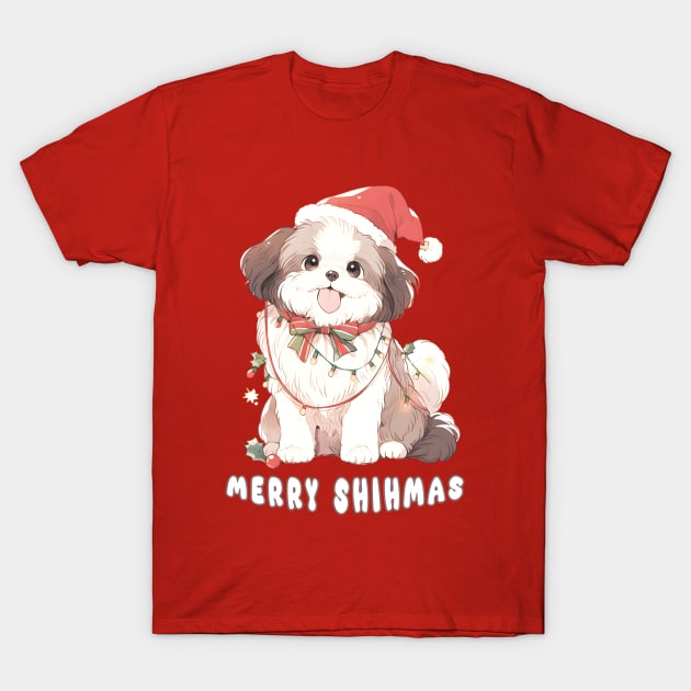 Merry Shihmas!! Merry Christmas Shih Tzu T-Shirt by The Digital Den